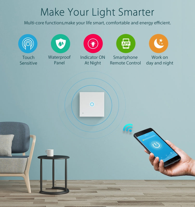 NEO NAS-SC01W Wireless WiFi EU Smart Light Control Switch 1Gang, 1 Gang