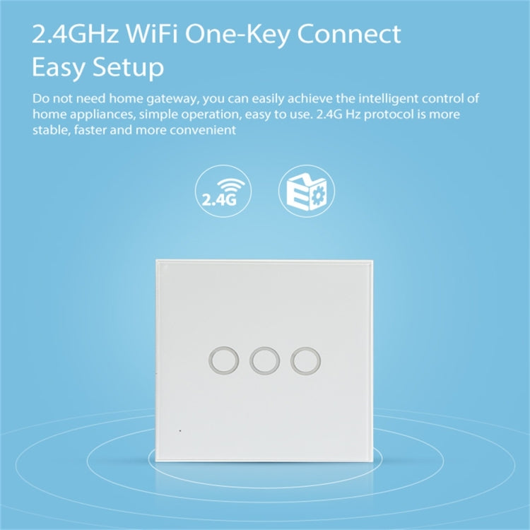 NEO NAS-SC03W Wireless WiFi EU Smart Light Control Switch 3Gang, 3 Gang
