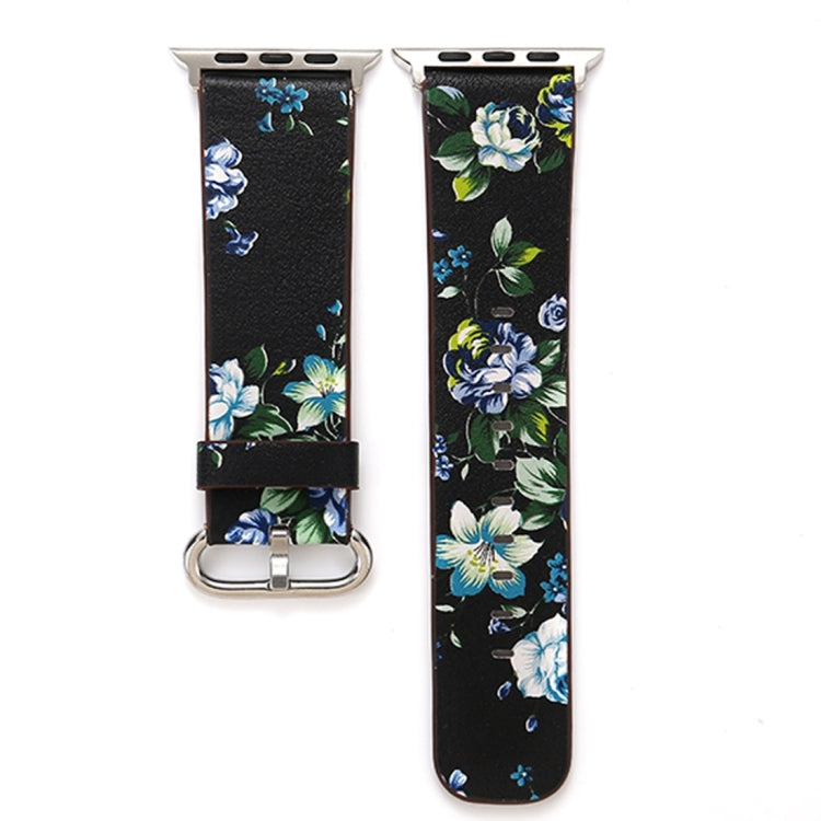 For Apple Watch Ultra 49mm&Watch Ultra 2 49mm / Series 10 46mm / 9&8&7 45mm / SE 3&SE 2&6&SE&5&4 44mm / 3&2&1 42mm Fashion Pastoralism Style Little Floral Pattern Women Watch Leather Watch Band