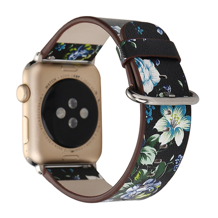 For Apple Watch Ultra 49mm&Watch Ultra 2 49mm / Series 10 46mm / 9&8&7 45mm / SE 3&SE 2&6&SE&5&4 44mm / 3&2&1 42mm Fashion Pastoralism Style Little Floral Pattern Women Watch Leather Watch Band