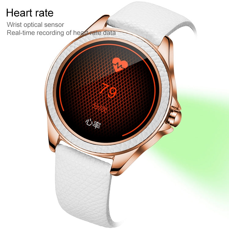 M6009 Glitter Leather Strap Fashion Smart Watch for Women, Support Heart Rate Monitoring & Pedometer & Sleep Monitoring & Calories(Silver)