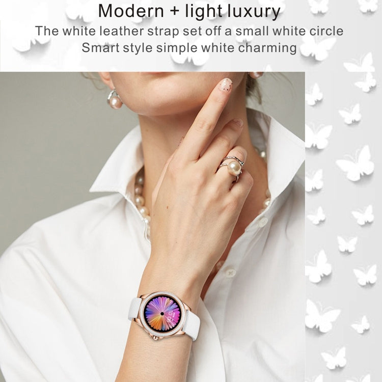 M6009 Glitter Leather Strap Fashion Smart Watch for Women, Support Heart Rate Monitoring & Pedometer & Sleep Monitoring & Calories(Silver)