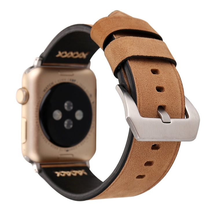 For Apple Watch Ultra 49mm&Watch Ultra 2 49mm / Series 10 46mm / 9&8&7 45mm / SE 3&SE 2&6&SE&5&4 44mm / 3&2&1 42mm Retro XX Line Pattern Genuine Leather Wrist Watch Band, For 42mm