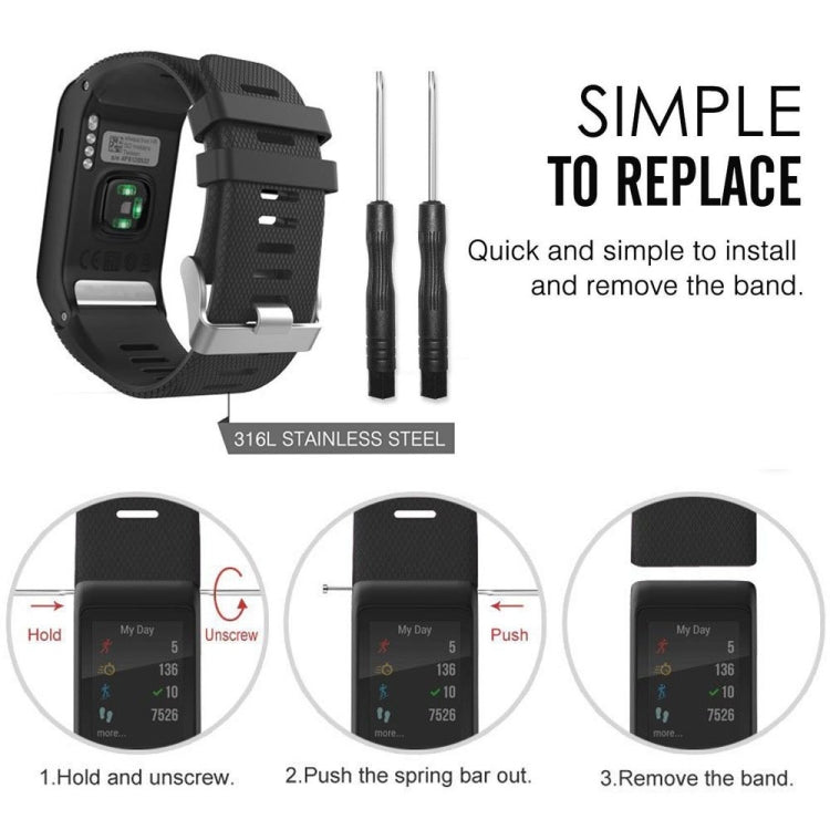 Silicone Sport Watch Band for Garmin Vivoactive HR(Black)