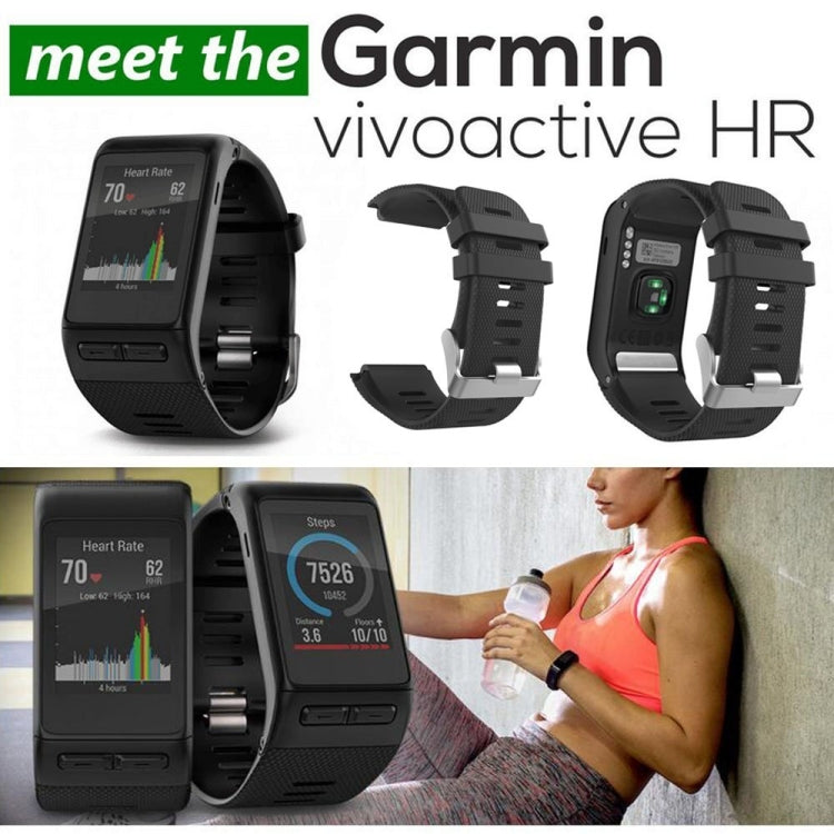 Silicone Sport Watch Band for Garmin Vivoactive HR(Black)