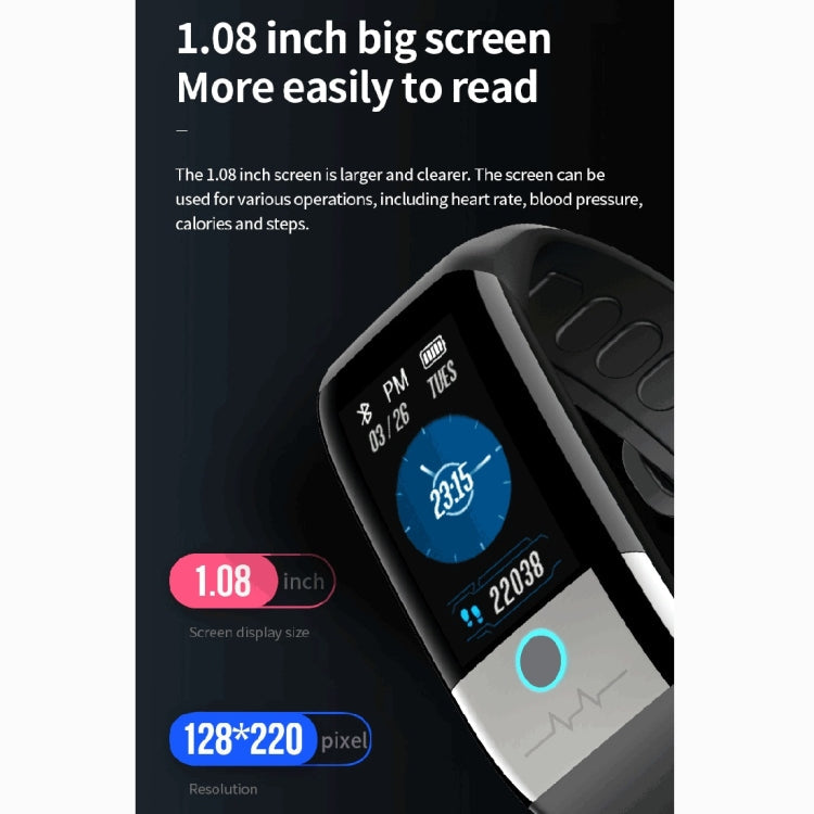 X1 1.08 inch Color Screen IP67 Waterproof Smart Watch Wristband,Support Message Reminder / Heart Rate Monitor / Blood Oxygen Monitoring / Blood Pressure Monitoring/ Sleeping Monitoring