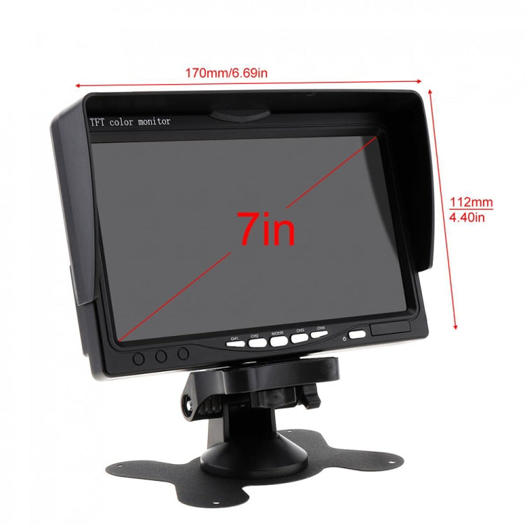 K0164 7 inch HD Car 18 IR  Rear View Backup Four Cameras Rearview Monitor