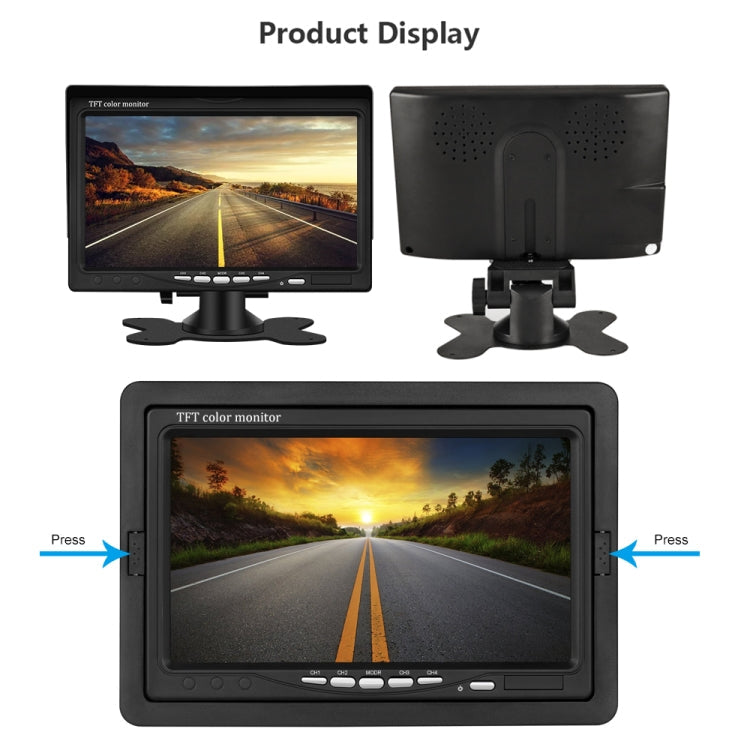 K0164 7 inch HD Car 18 IR  Rear View Backup Four Cameras Rearview Monitor