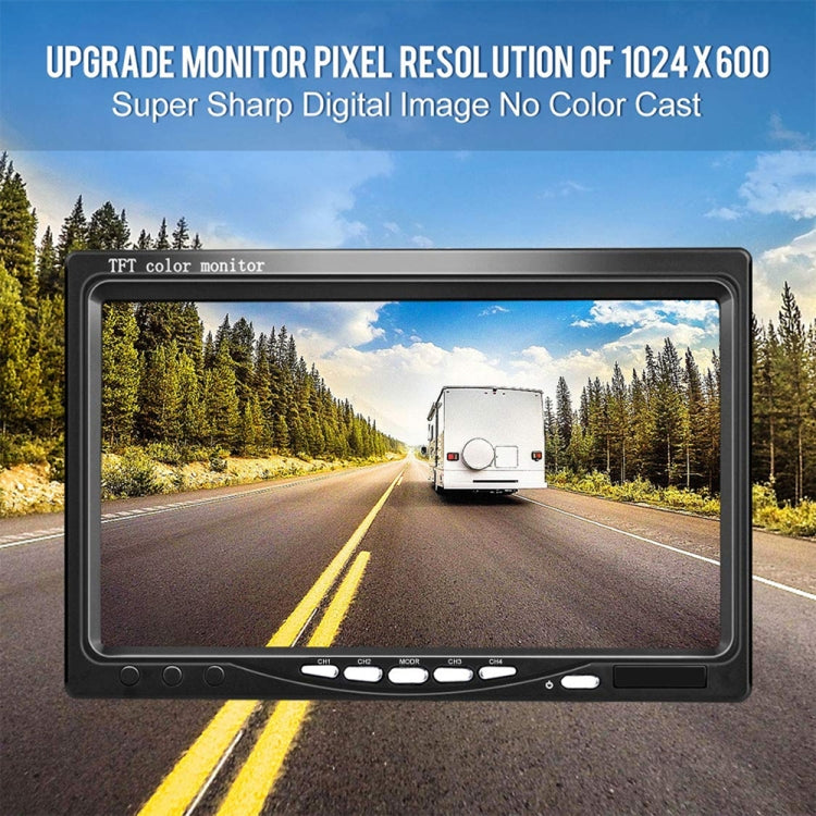 K0164 7 inch HD Car 18 IR  Rear View Backup Four Cameras Rearview Monitor