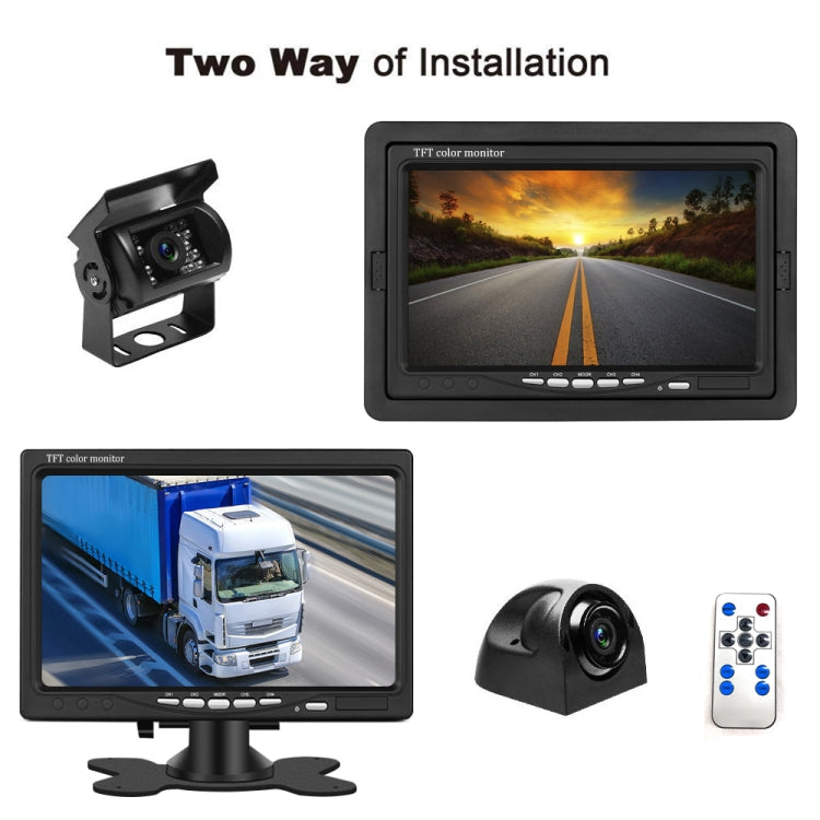 K0164 7 inch HD Car 18 IR  Rear View Backup Four Cameras Rearview Monitor