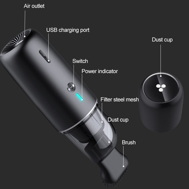 Car / Household Wireless Portable 90W Handheld Powerful Vacuum Cleaner, White, Navy Blue