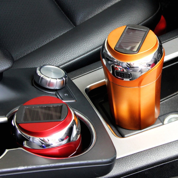 N12E Car Creative Ashtray Solar Power With Light And Cover With Cigarette Liighter