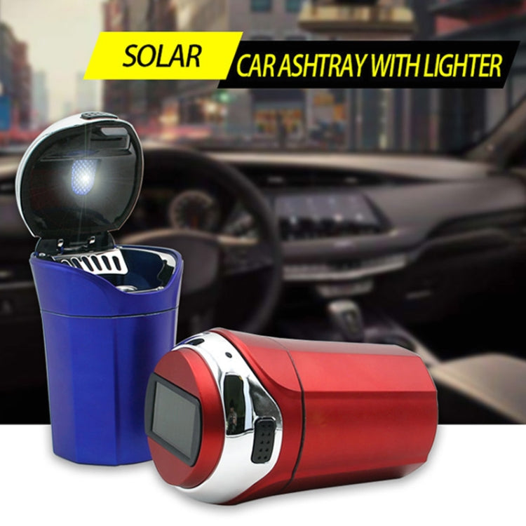 N12E Car Creative Ashtray Solar Power With Light And Cover With Cigarette Liighter