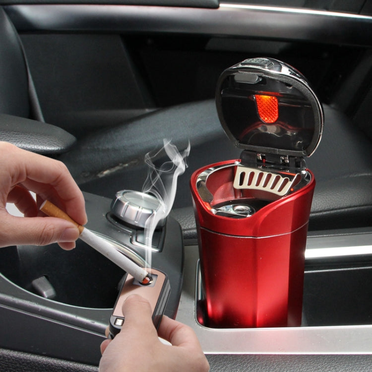 N12E Car Creative Ashtray Solar Power With Light And Cover With Cigarette Liighter