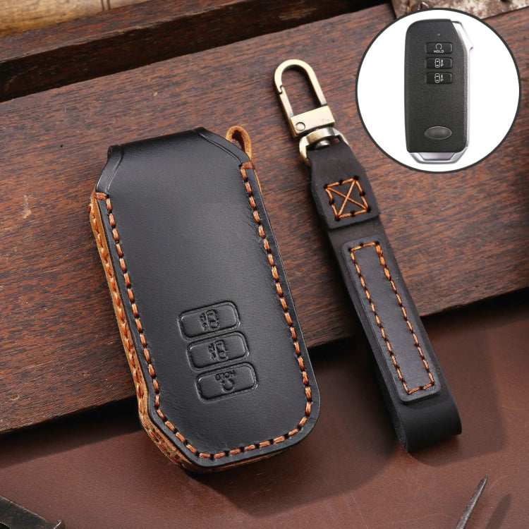 For Kia 3-button Hallmo Car Cowhide Leather Key Protective Cover Key Case, C115