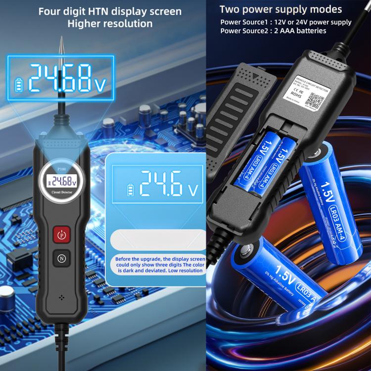 P100 5V-40V Electric Circuit Tester, Two Power Supply, Cable Length: 1.53m, P100