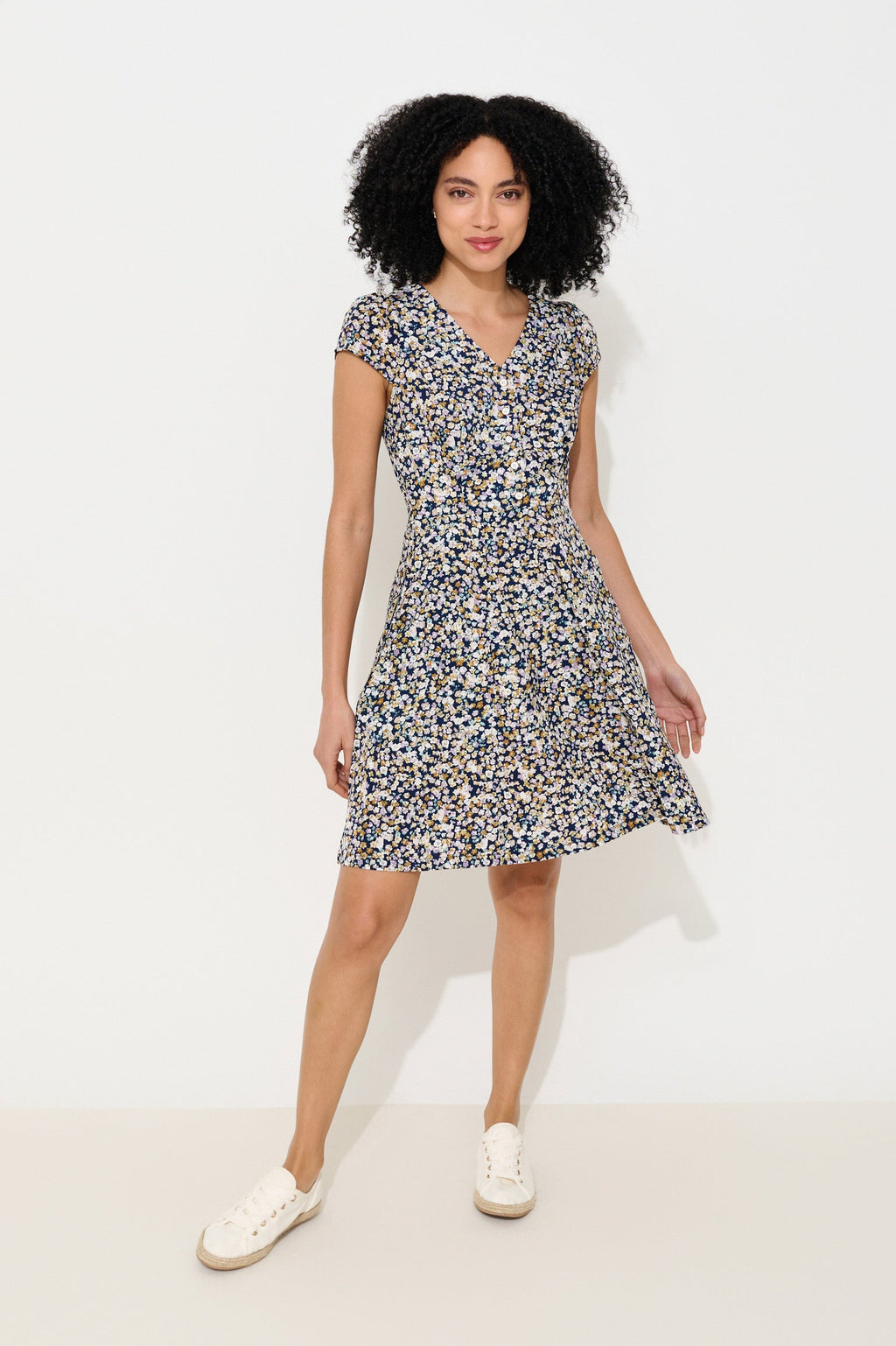 Cathleen Mini Tea Dress Navy Floral