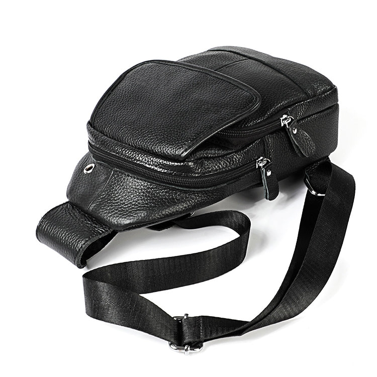 6023 Casual Litchi Texture Soft Face Full-grain Cowhide One Shoulder Crossbody Bag for Men, Black, Coffee, Red, Brown