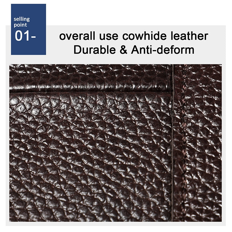 6023 Casual Litchi Texture Soft Face Full-grain Cowhide One Shoulder Crossbody Bag for Men, Black, Coffee, Red, Brown