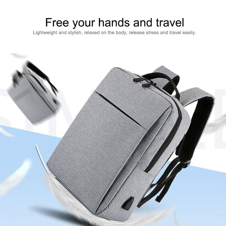 POFOKO Large-capacity Waterproof Oxford Cloth Business Casual Backpack with External USB Charging Design for 15.6 inch Laptops (Grey)