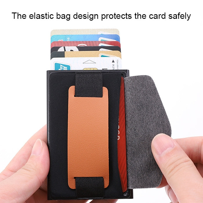 X-32C Automatically Pop-up Card Type Anti-magnetic RFID Anti-theft Men Aluminum Alloy B Dial Button Elastic Bag Wallet with PU Leather Strap, X-32C B Dial Button Red, X-32C B Dial Button Silver, X-32C B Dial Button Black, X-32C B Dial Button Grey      ...