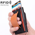 X-32C Automatically Pop-up Card Type Anti-magnetic RFID Anti-theft Men Aluminum Alloy B Dial Button Elastic Bag Wallet with PU Leather Strap, X-32C B Dial Button Red, X-32C B Dial Button Silver, X-32C B Dial Button Black, X-32C B Dial Button Grey      ...
