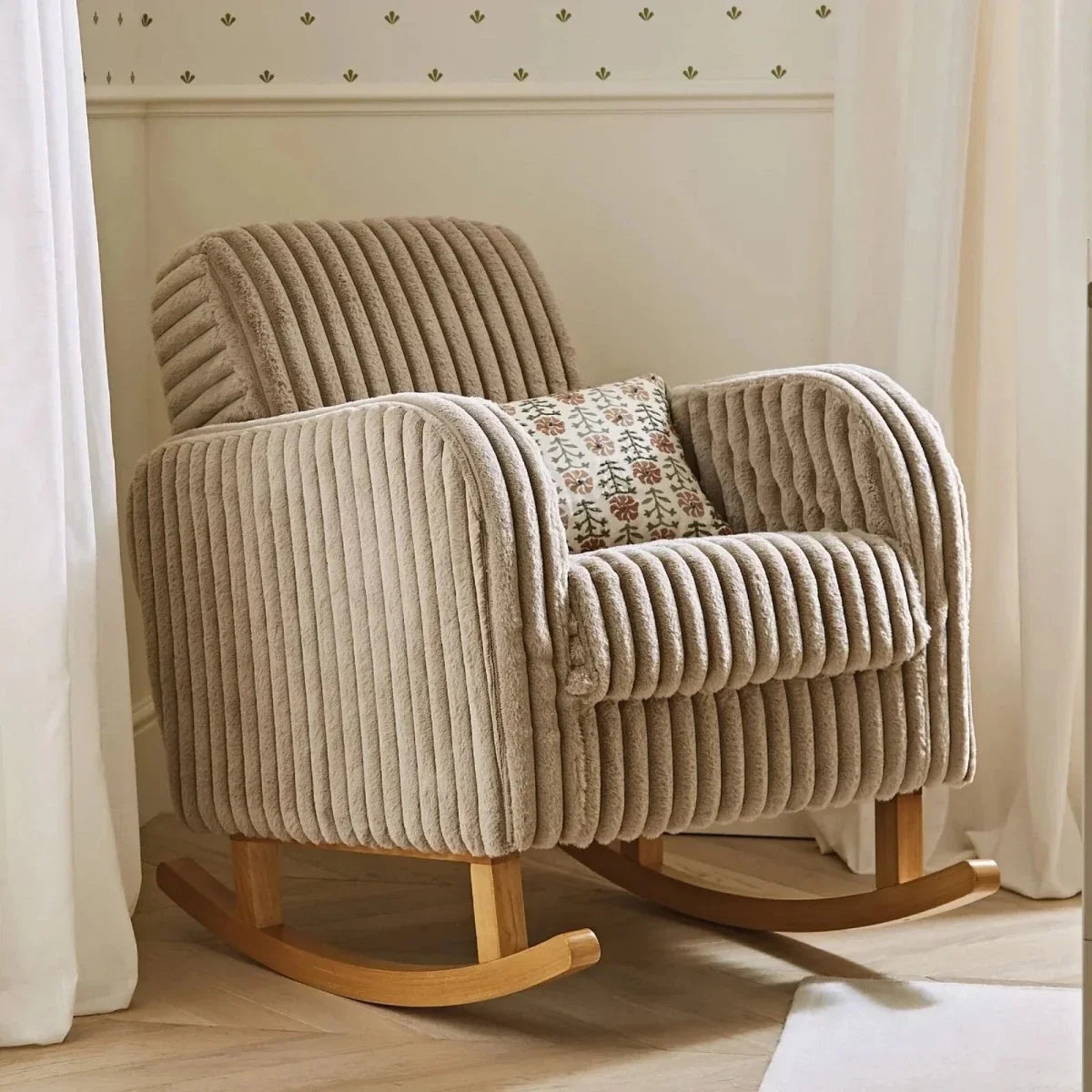 CuddleCo Etta Nursing Chair & Footstool - Faux Fur Mink