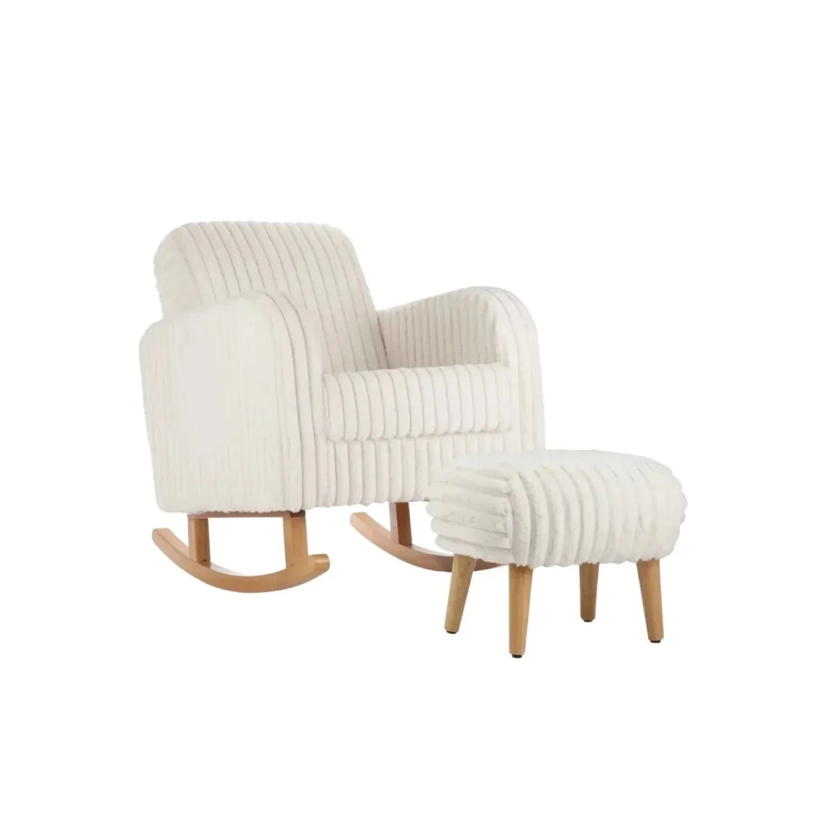 CuddleCo Etta Nursing Chair & Foot Stool - Faux Fur Cream