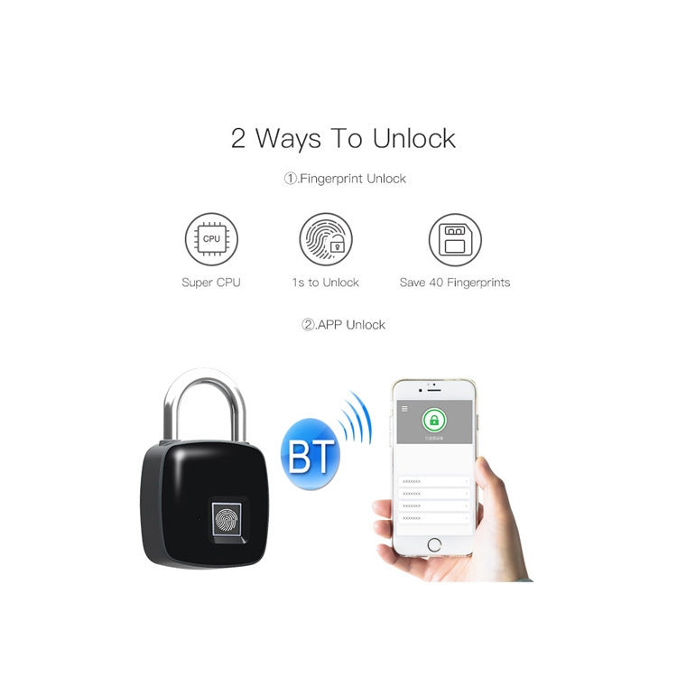 Anytek P3+ Against Theft Non-password Electrically Intelligent Fingerprint Padlock, Support APP Unlock