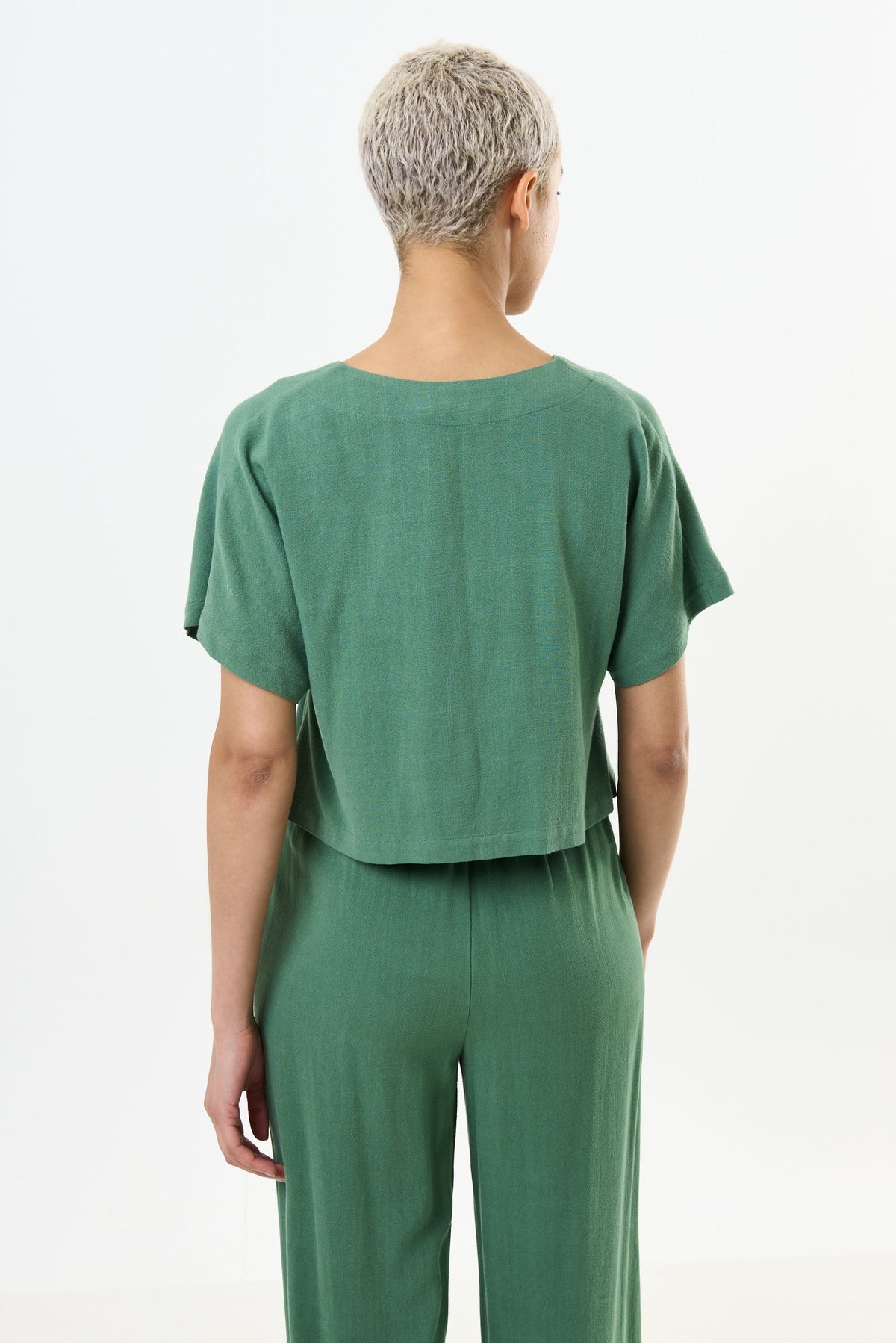 Cloe Linen Mix Waistcoat Top - Green