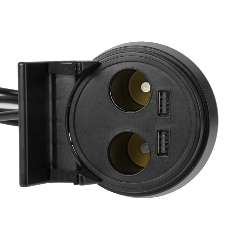 5V 1A+2.4A Two USB Ports & Two Car Cigarette Lighter Socket Car Charger with Holder Function, 5V 1A+2.4A