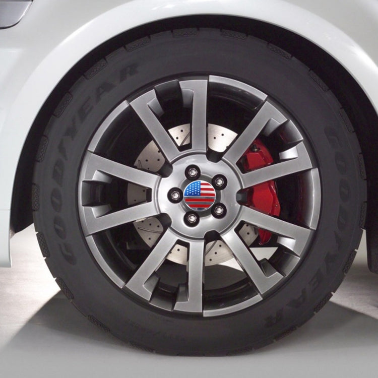 4 PCS USA Flag Metal Car Sticker Wheel Hub Caps Centre Cover Decoration, USA Flag