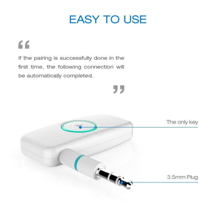 Doosl DSER102 Mini Car Bluetooth Wireless Music Receiver with 3.5mm Stereo Input Jack, DSER102