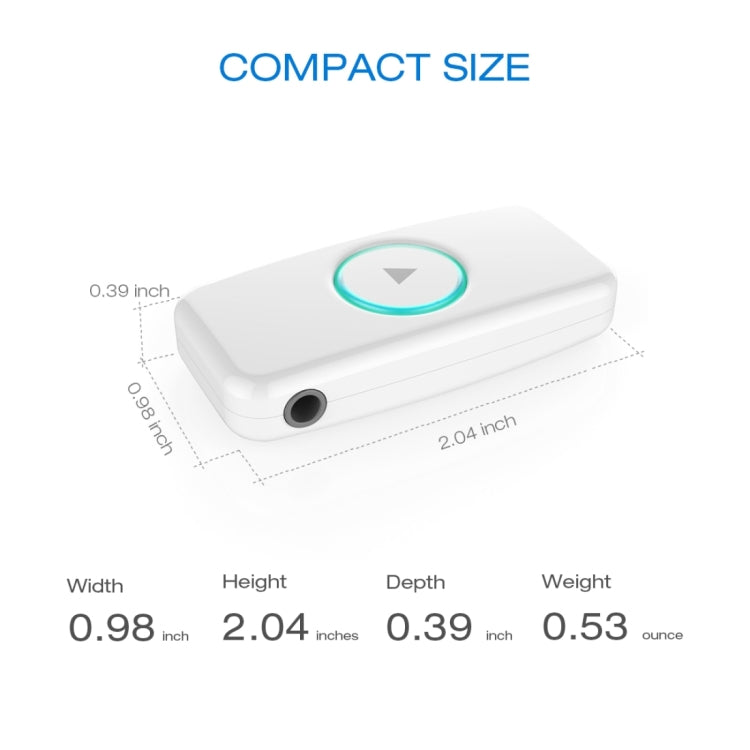 Doosl DSER102 Mini Car Bluetooth Wireless Music Receiver with 3.5mm Stereo Input Jack(White)