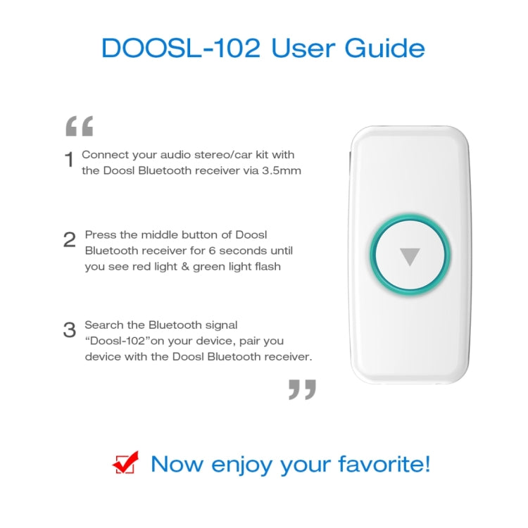 Doosl DSER102 Mini Car Bluetooth Wireless Music Receiver with 3.5mm Stereo Input Jack, DSER102