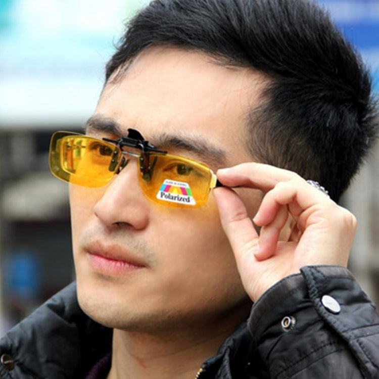 Polarized Clip-on Flip Up Plastic Clip Sunglasses Lenses Glasses Unbreakable Driving Fishing Outdoor Sport, Brown, Dark Green, Yellow