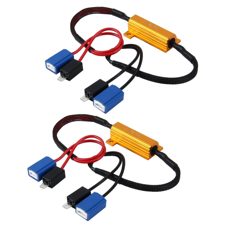 2 PCS H1 / H3 Car Canbus Error Canceller Decoder Load Resistor LED 50W 8 Ohm No Blinking Decoder Heat Resistance Aluminum Case Heat Sink High Power Metal Shell Resistance, H1 / H3