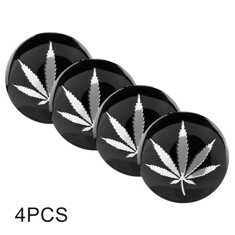 4 PCS Car-Styling Silver Leaves Pattern Metal Wheel Hub Decorative Sticker, Diameter: 5.8cm, Silver Leaves