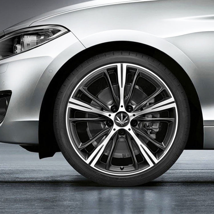 4 PCS Car-Styling Silver Leaves Pattern Metal Wheel Hub Decorative Sticker, Diameter: 5.8cm, Silver Leaves