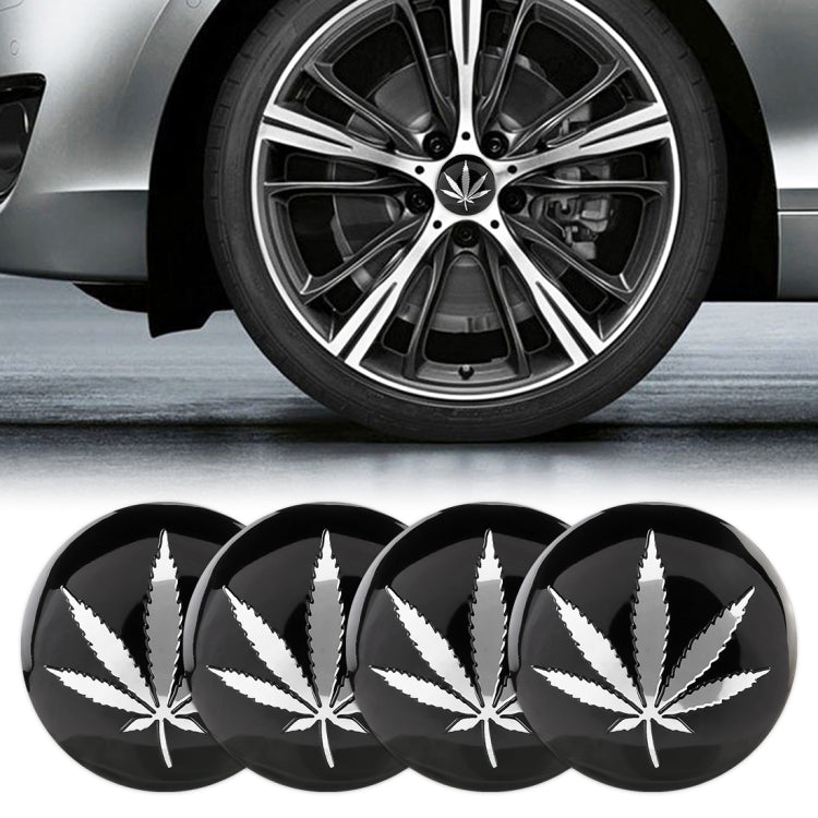 4 PCS Car-Styling Silver Leaves Pattern Metal Wheel Hub Decorative Sticker, Diameter: 5.8cm, Silver Leaves