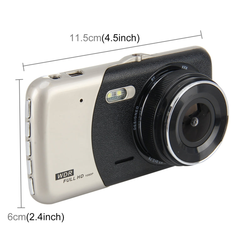 4 inch HD Video Recording HD Display Car Recorder with Separate F2.0 Camera, 12MP 170 Degrees Wide-angle/ Rear View Loop Recording/ G-Sensor Recording/ WDR Full HD/ Front Camera 1080P/ Rear Camera 720P/ Support 32G TF Card, 4 inch