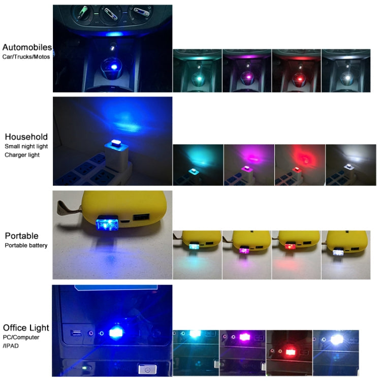 Universal PC Car USB LED Atmosphere Lights Emergency Lighting Decorative Lamp, Green Light, Red Light, White Light, Yellow Light, Ice Blue, Blue Light, Pink Light
