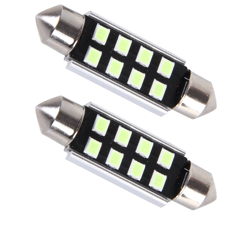 2 PCS DC 12V 2W 39MM 8 SMD-3528 LEDs Bicuspid Port Decoding Car Dome Lamp LED Reading Light, 39MM
