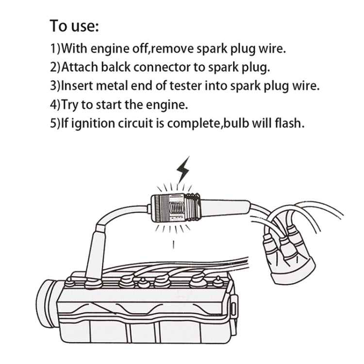 DC 12V Ignition Test Instrument Spark Plug Ignition Detector Auto Diagnostic Test Tool, Ignition Test Instrument