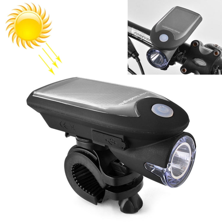 3W 240LM USB Solar Energy Motorcycle / Bicycle Front Light (Black)