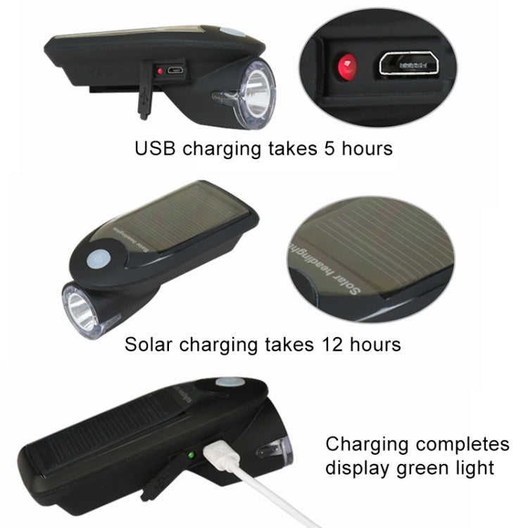 3W 240LM USB Solar Energy Motorcycle / Bicycle Front Light (Black)