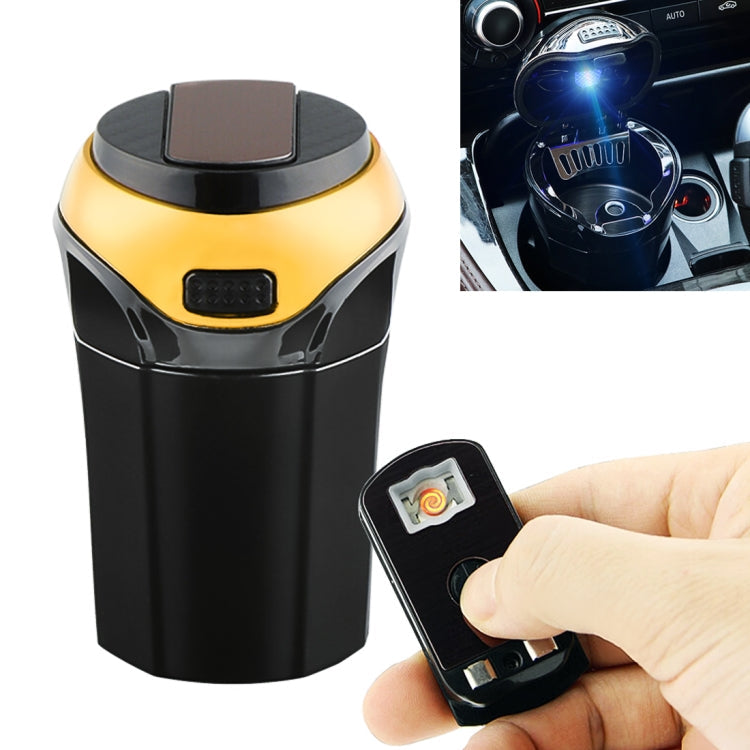 2 in 1 Universal Car Detachable Electronic Cigarette Lighter + Trash Rubbish Bin Ashtray(Gold)