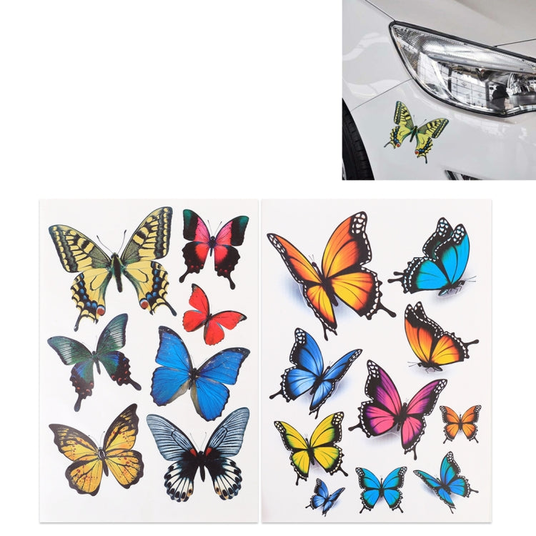 7 PCS Butterfly Shape Plastic Car Free Sticker, Butterfly