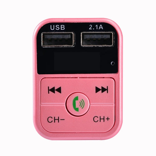 B2 Dual USB Charging Bluetooth FM Transmitter MP3 Music Player Car Kit, Support Hands-Free Call  & TF Card & U Disk (Rose Gold)