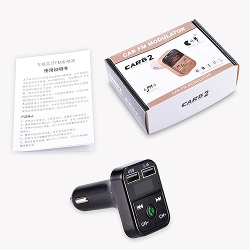 B2 Dual USB Charging Bluetooth FM Transmitter MP3 Music Player Car Kit, Support Hands-Free Call  & TF Card & U Disk (Rose Gold)